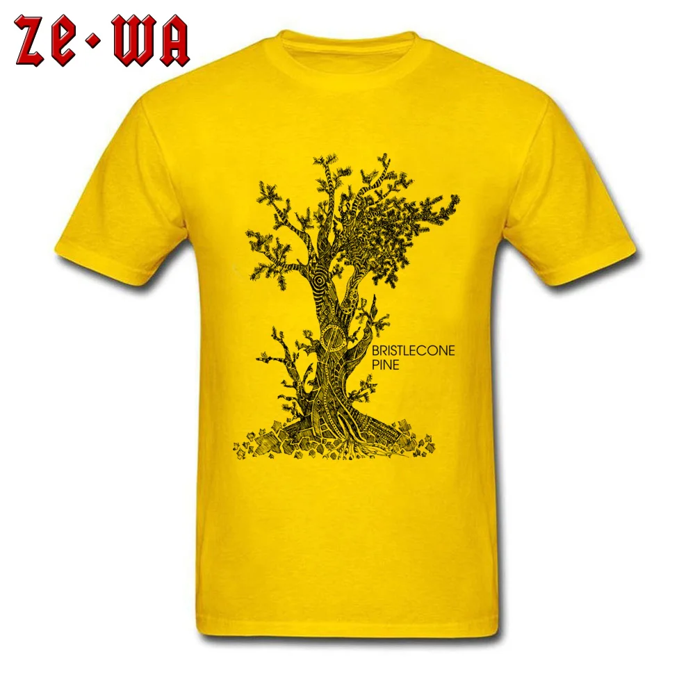 Bristlecone Pine Sketch Design T-Shirt for Boys 100% Cotton Fabric Mother Day Tops Shirt Sweatshirts High Quality Round Neck Bristlecone Pine Sketch yellow