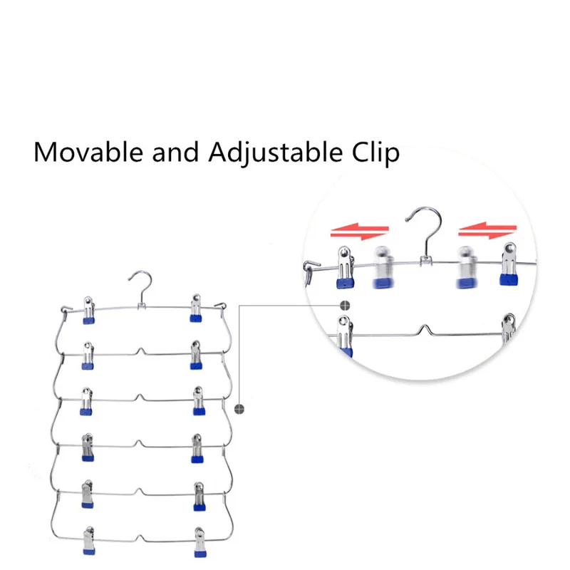 Шестислойная многофункциональная складная вешалка для одежды для юбки, брюк, носков, платья с нескользящей застежкой, Прямая поставка