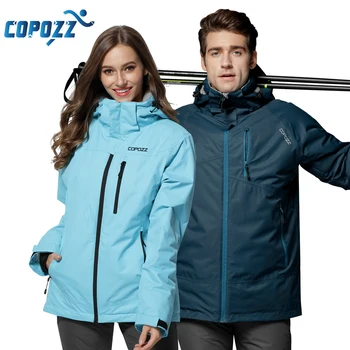 

COPOZZ Snowboard Ski Suit Winter Mountain Waterproof Men Women Ski Jacket Windproof Female and Male Ski Set S-XXL Size