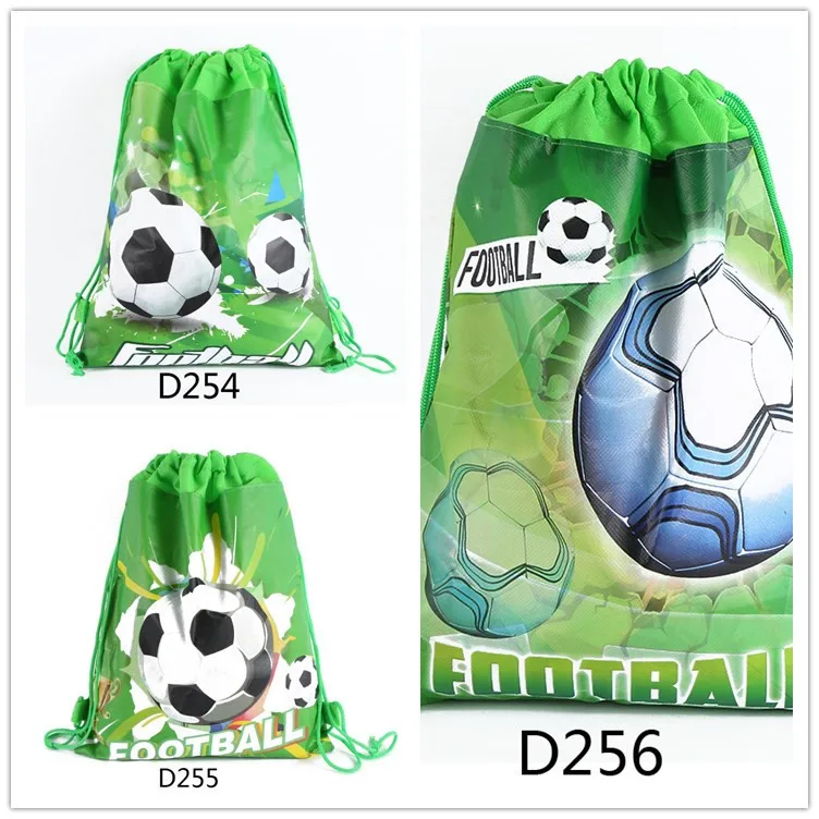 

12pcs Cool Football Drawstring Backpack Non-Woven Fabric Loot Bag Gift Bag Theme Party For Kids Boy Girl Birthday Decoration