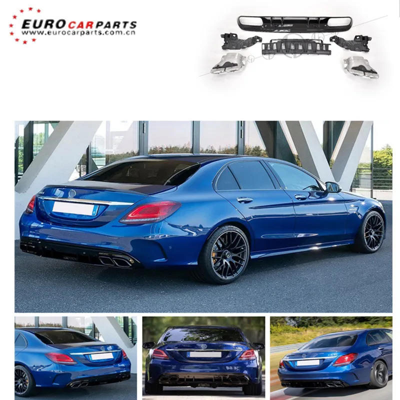 

2019 year W205 c63 sedan or coupe rear diffuser fit for C class w205 c63 2 door 4 door rear diffuser with tips
