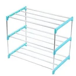 Blue (3 layers) 3/4 слоев полка для обуви из нержавеющей стали Стойка для обуви DIY полка для хранения обуви Домашний Органайзер аксессуары - Цвет: Blue (3 layers)