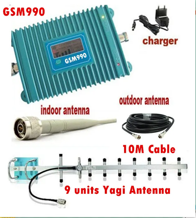 

LCD Display GSM 900Mhz Mobile Phone GSM 990 Signal Booster , Cell Phone GSM Signal Repeater + 13dBi 9 units Yagi Antenna + Cable