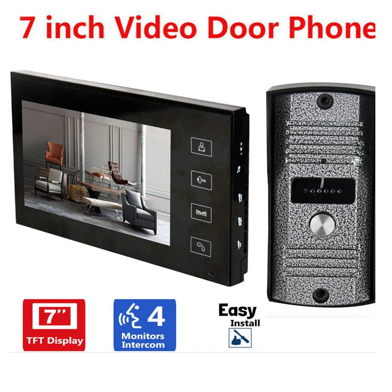 

2018 Home Security Video Intercom system 7" Inch TFT Touch Screen LCD Color Door Phone Doorbell Night Vision Camera Doorphone