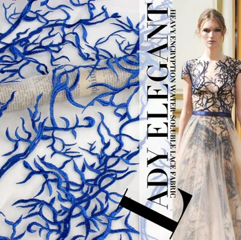 

100% High Quality French Blue/Red chantilly lace fabric, lace embroidered,embroidered lace material