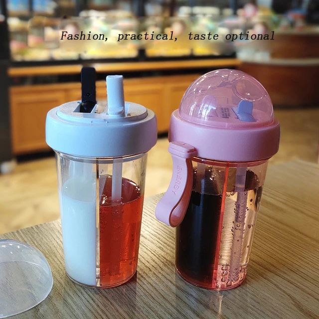 Creative Bubble Tea Tumbler Portable Dual-Use Drinking Cup with Double  Straw Reusable Plastic cup for bubble tea boba tumbler - AliExpress