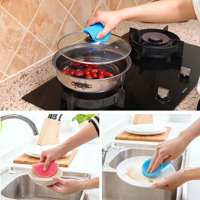 

Joyathome Multi-Color Silicone Dish Washing Sponge Scrubber Cleaning Anti-Bacterial Magic Sponge Kitchen Accessories