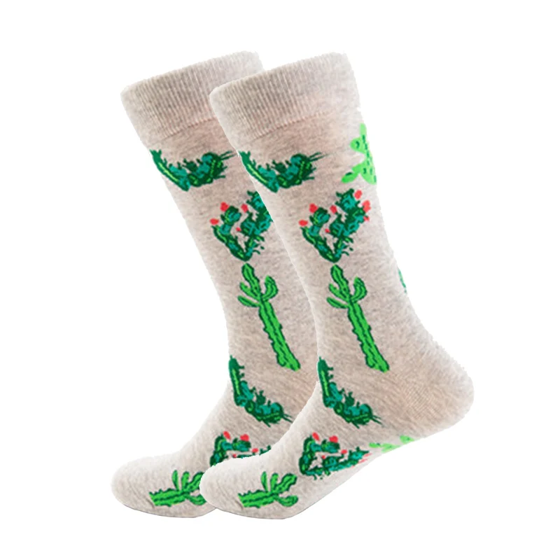 Бренд Harajuku Хип Хоп кактус завод осьминог КИТ панда животных мужские хлопковые носки смешные забавные носки Зимний уличный стиль Sox подарки - Цвет: Grey cactus