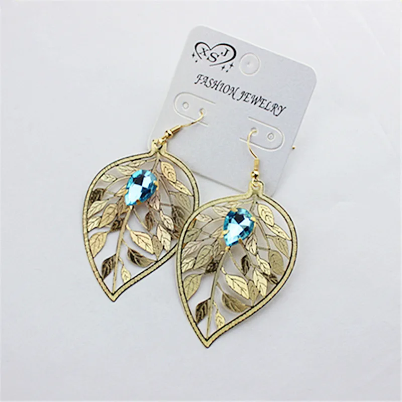 

New fashion accessories wholesale factory girls birthday party gorgeous noble leaves shaped earrings earrings free shipping!