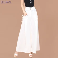 2019 Plus size 5XL 6XL Summer fashion Women solid Wide Leg Loose cotton high waist Pants Female Casual Skirt Trousers Culottes