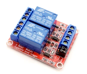 

10pcs 2 road 12 v relay module with optical coupling isolation support high and low level trigger Two-way relay module 2 Channel