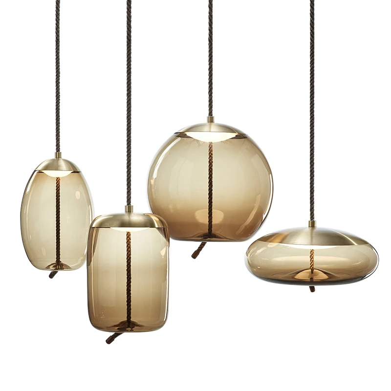 

Scandinavian Post-modern Pendant Lights Home Decorative Rope Glass Pendant Lamp Bedside Study Kitchen Restaurant Bar Lighting