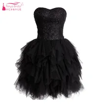 Mini/Short Schwarz cocktailkleider TuTu röcke Spitze Kristall Sexy Party kleider Lace Up Liebsten Homecoming Kleider Z856