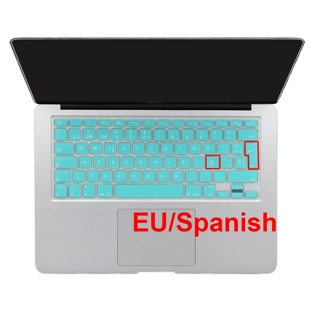 ЕС входит испанская накладка на клавиатуру для Air 13 retina 13 15 Pro 13 15 17 замечательный тонкий стикер клавиатуры - Цвет: Mint