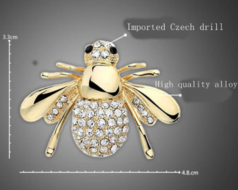 Золотые/серебряные цвета, Милая брошь в виде пчелы, чешский бурильный штырь для женщин/девочек, ювелирные изделия для невесты, свадебные торжественные случаи