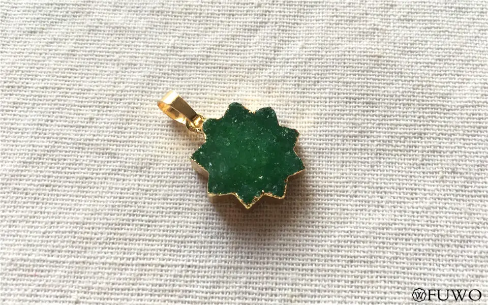 Natural Druzy Flower Pendant 11