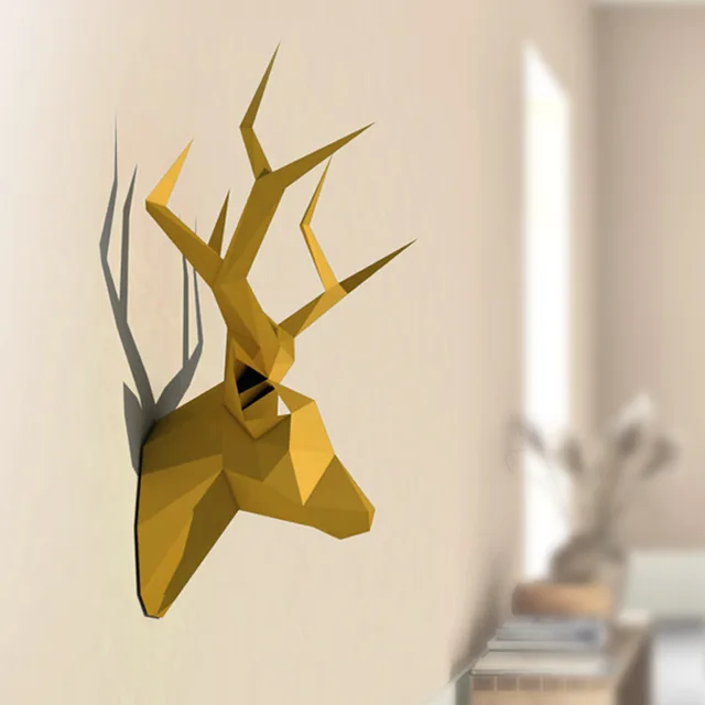 3D Pear David's Deer Head Animal Paper Model Toy Home Decor Living Room Decor DIY Paper Craft Model Party Gift 1