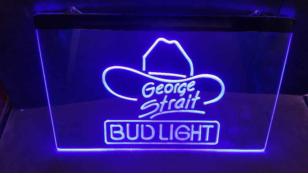 

tr10 Bud Light George Strait beer Bar Pub club 3d sgins LED Neon Light Sign