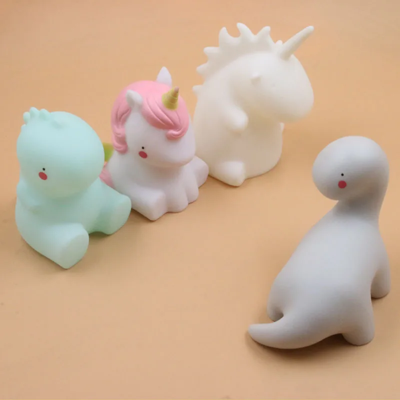 Sleeping Light PVC Night Lights Unicorn Tyrannosaurus Bedroom Ornaments Kids Gifts Small Table Lamp Baby Room Decorative