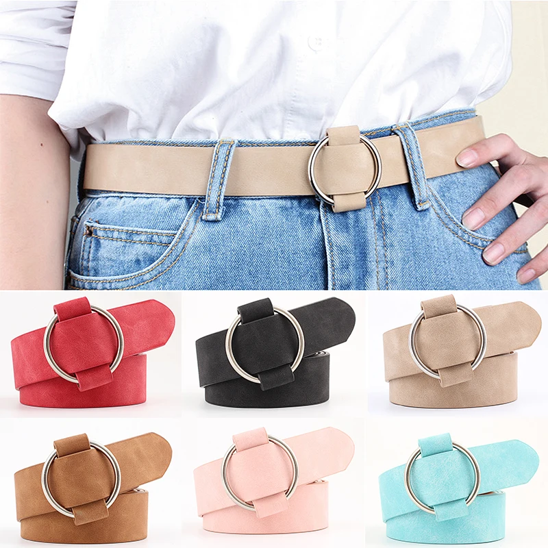 

Sale 1PC Adult PU Solid Colors Adjustable Belts New Fashion Womens Designer Round Casual Ladies Belts
