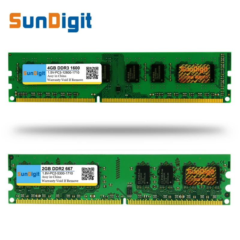 

New For AMD Memory RAM SunDigit DDR 2 3 DDR2 DDR3 / PC2 PC3-12800 10600 1GB 2GB 4GB 8GB Computer Desktop PC 667 800 1333 1600MHz