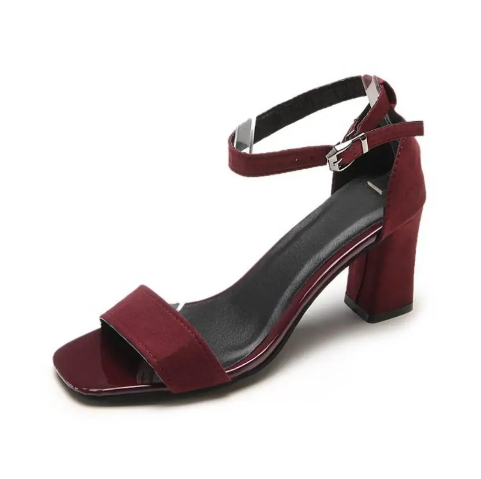 

2019 Ankle Strap Heels Women Sandals Summer block heel Shoes Women Open Toe Chunky High Heels Party Dress Sandals Big Size 40