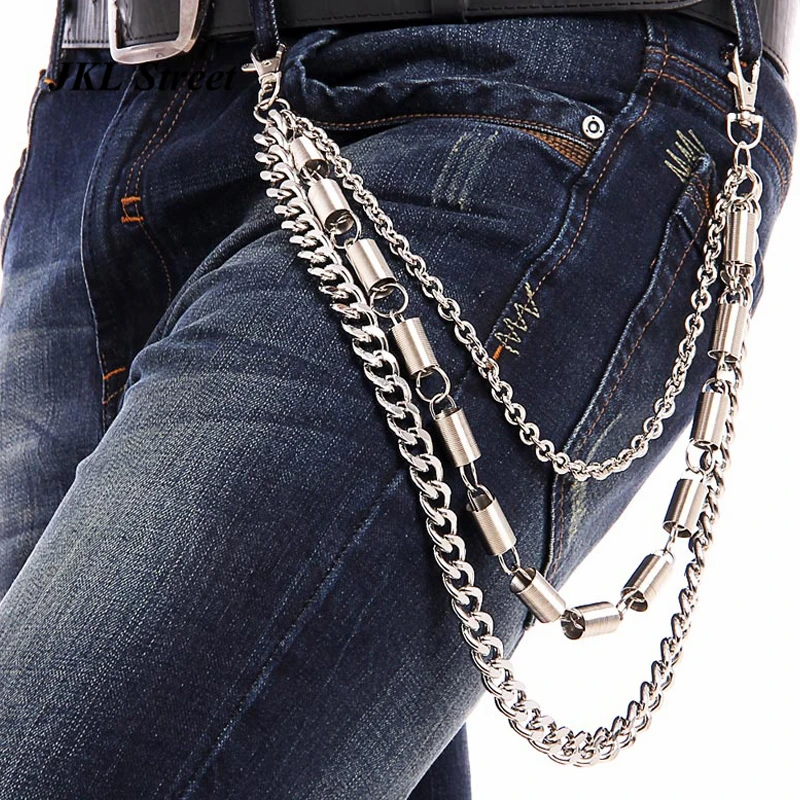 2016 Hot Sell Men's 3 Strands Chains Metal Jeans Pant Chain Cuban Chain