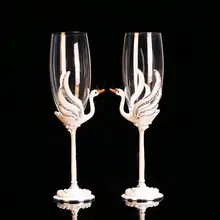 1 пара бокал для красного вина, эмалированный жемчуг, стеклянный свадебный подарок, бокал с лебедем, пара чашек, креативный подарок, бокал для шампанского
