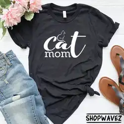 ZBBRDD 2019 кошка мама Женская Милая футболка Веселая креативная хлопковая рубашка для отдыха мама