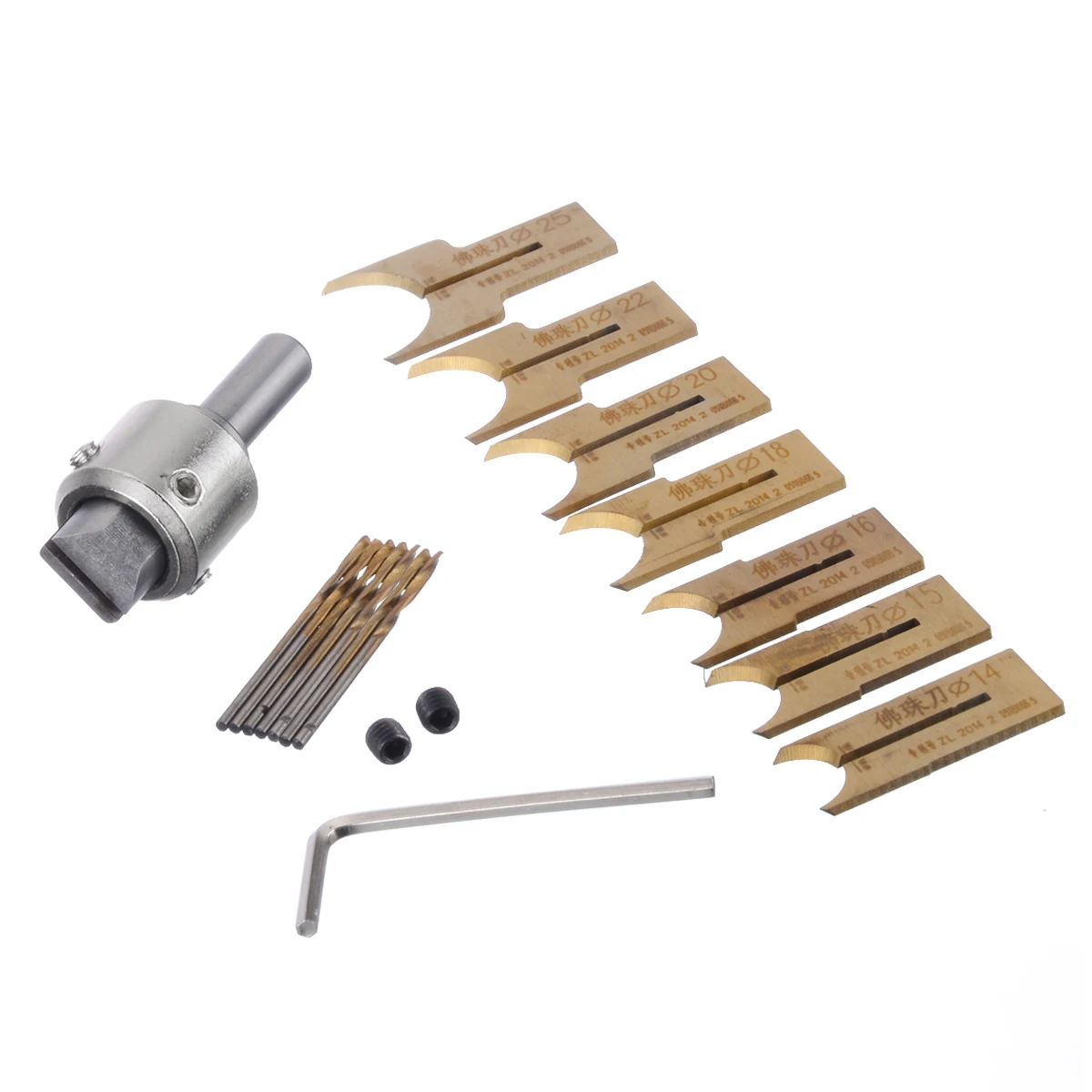 16pcs DIY Wooden Beads Drill Bits Set Quality 14/15/16/18/20/22/25mm Carbide Ball Blade Woodworking Buddha Beads Drills Bit Tool