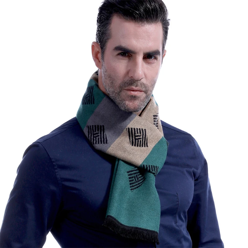 [AETRENDS] зимний мужской шарф, геометрический дизайн, кашемировые шарфы для мужчин, шарфы, роскошный бренд, Z-6659