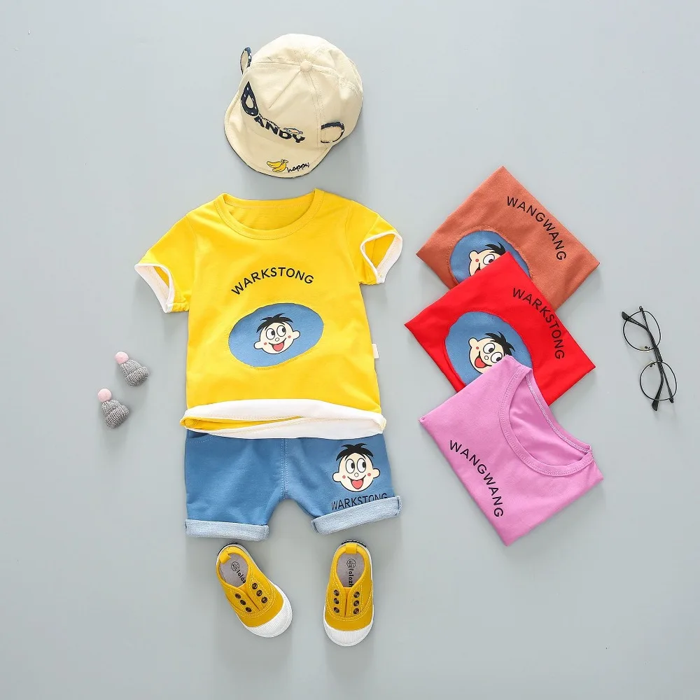 

0-3Y 2019 Summer Newborn Baby Boy Girl Clothes set Cartoon T-shirt Jeans +Blue Shorts Outfits Clothes Baby Clothing Set for girl