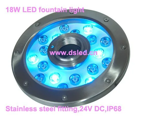 Нержавеющая сталь, 18 Вт светодиодный фонтан света, подводный светодиодный прожектор, 18*1 Вт, 24 В DC, IP68, DS-10-50-18W, постоянное напряжение