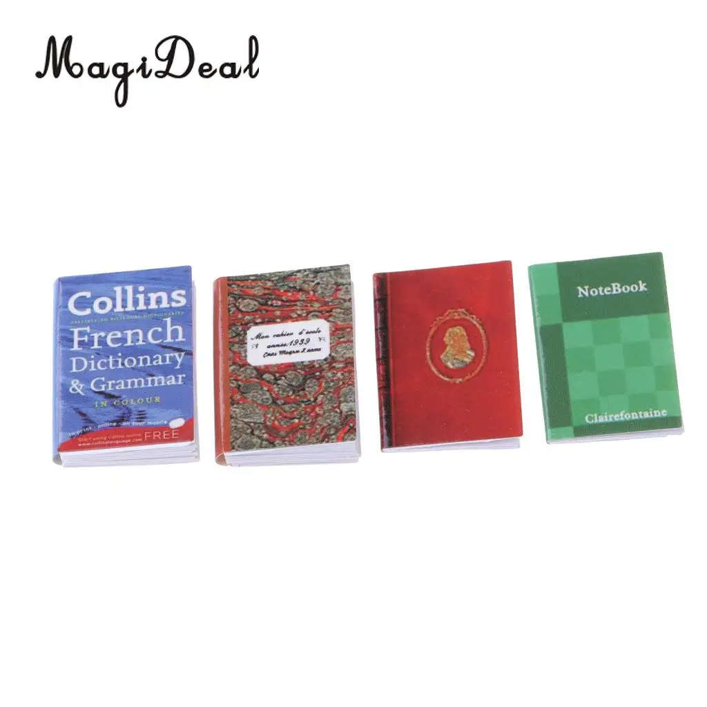 4 Pieces 1/12 Dollhouse Miniature Accessory Colorful Notebooks Study Room Living Room Decoration Dolls Accessories Toy