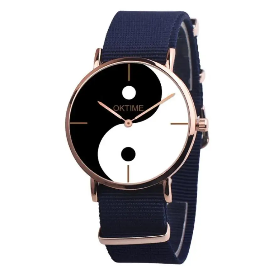Новые подлинные часы, высокое качество, женские часы, восемь диаграмм, тактика, повседневные, холст, кожа, аналоговые кварцевые часы - Цвет: Blue