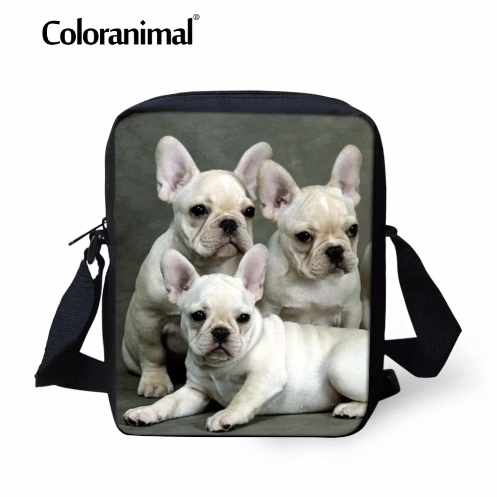 Coloranimal милые 3D животных Собака Французский бульдог, мини-сумка-мессенджер сумки повседневные сумки на ремне для детская книга сумки