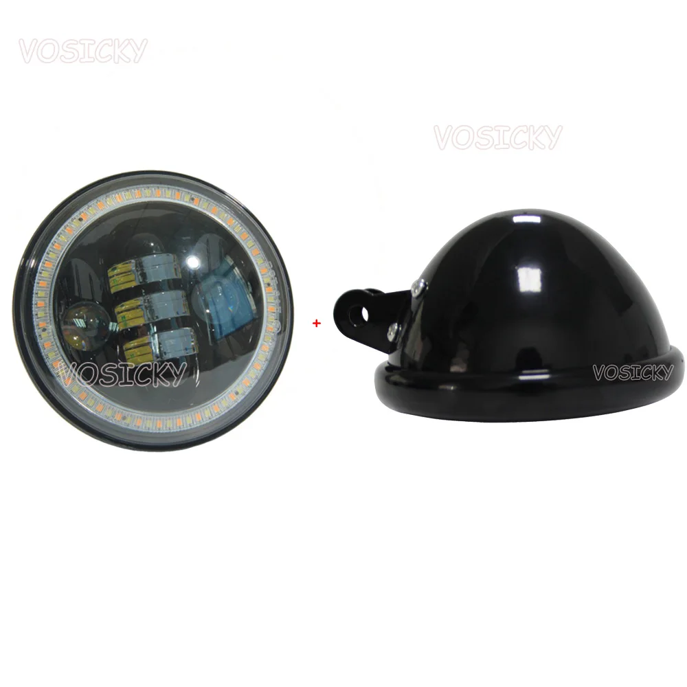 

VOSICKY 5.75 Inch Daymaker Led Headlight Housing motorcycle with h4 led headlight 5"3/4 50w black motor angel eyes