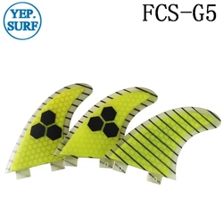 Aleta de Surf G5 Amarillo Fibra de Vidrio de Nido de Abeja Tabla de Surf Aleta Fcs Aleta de Surf G5 Amarillo Fibra de Vidrio de Nido de Abeja Tabla de Surf Aleta Fcs