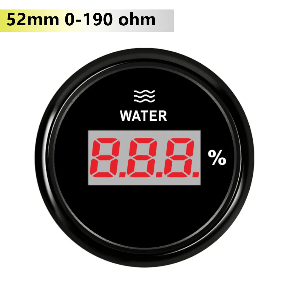 52 мм цифровые водостойкие измерители уровня воды 0-190ohm 240-33ohm для морской лодки яхты красная подсветка 12~ 24 В