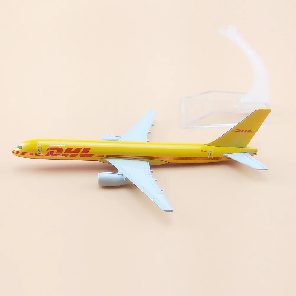 16 см сплав металла воздуха DHL B757 авиалиний модель самолета DHL Boeing 757 Airways модель самолета Стенд отлитая модель самолета подарки для детей