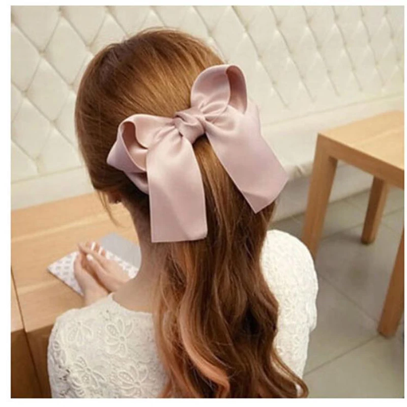 

suef Korean Version Of The Solid Color Bow Spring Clip Hairpin Wild Ladies Jewelry Hair Accessories Hair Band Hairpin
