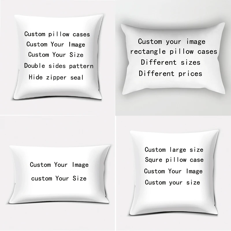 

Custom pillow case brand double sides printing pillow covers custom images and sizes rectangle and square pillow cases