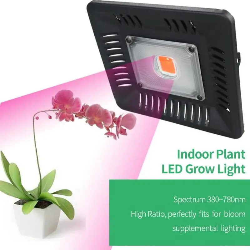 

EU Plug LED Flood Light 50W/100W Waterproof Grow Lamp Large Area Heat Dissipation Surface for Plant Indoor Hydroponic Hangable