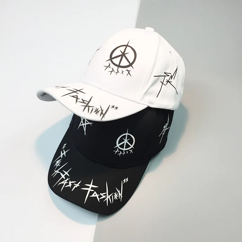 

Spring Men's Hip Hop Personality Baseball Cap Printed Adjustable Cotton Snapback Hats Women's Black Bone Casquette Gorros