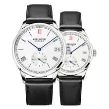 Agelocer font b Fashion b font Style Couple Watches Genuine Leather Band Automatic Watches for Men