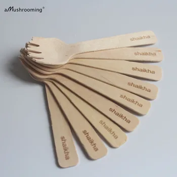 

Set of 25 Disposable Wooden Small Forks with Personalized Letters