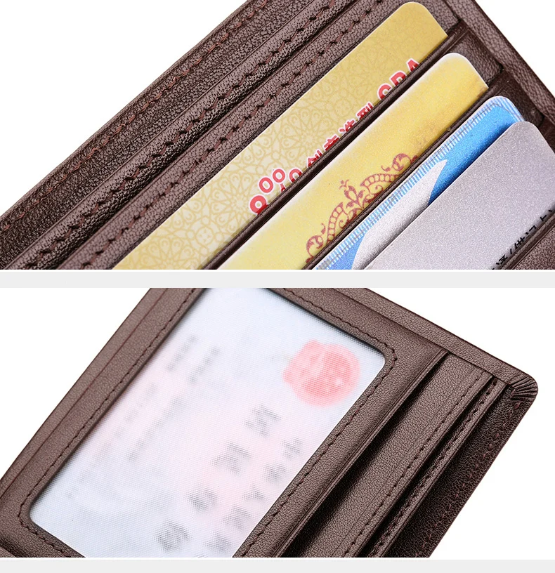 Новый Для мужчин короткие кошельки чёрный; коричневый кошелек двойного сложения Для мужчин s брендовые кожаные держатель для карт деньги