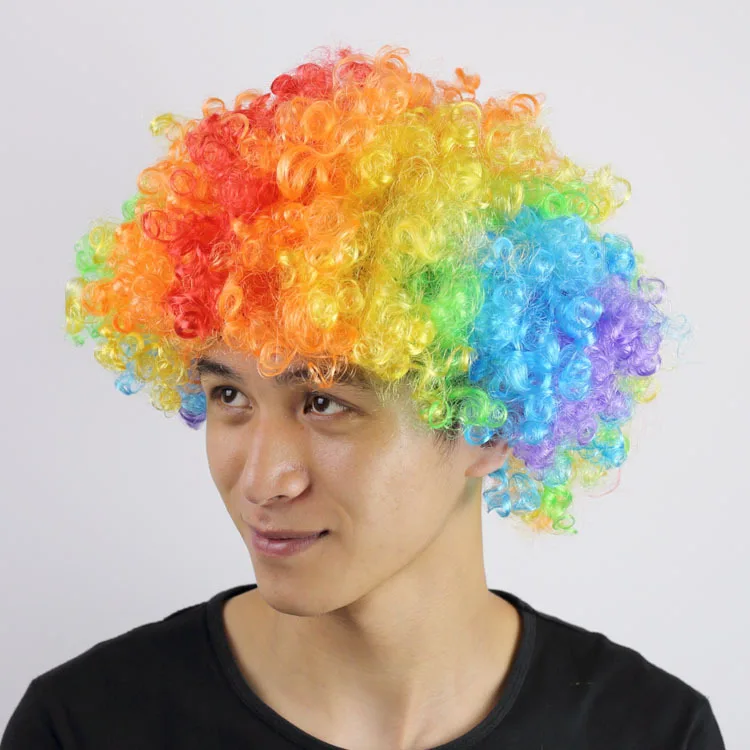 New Halloween Christmas Hats Costume Hair Wig Football Fan Wig Clown Hair Wigs Child Adult Colorful Masquerade Party