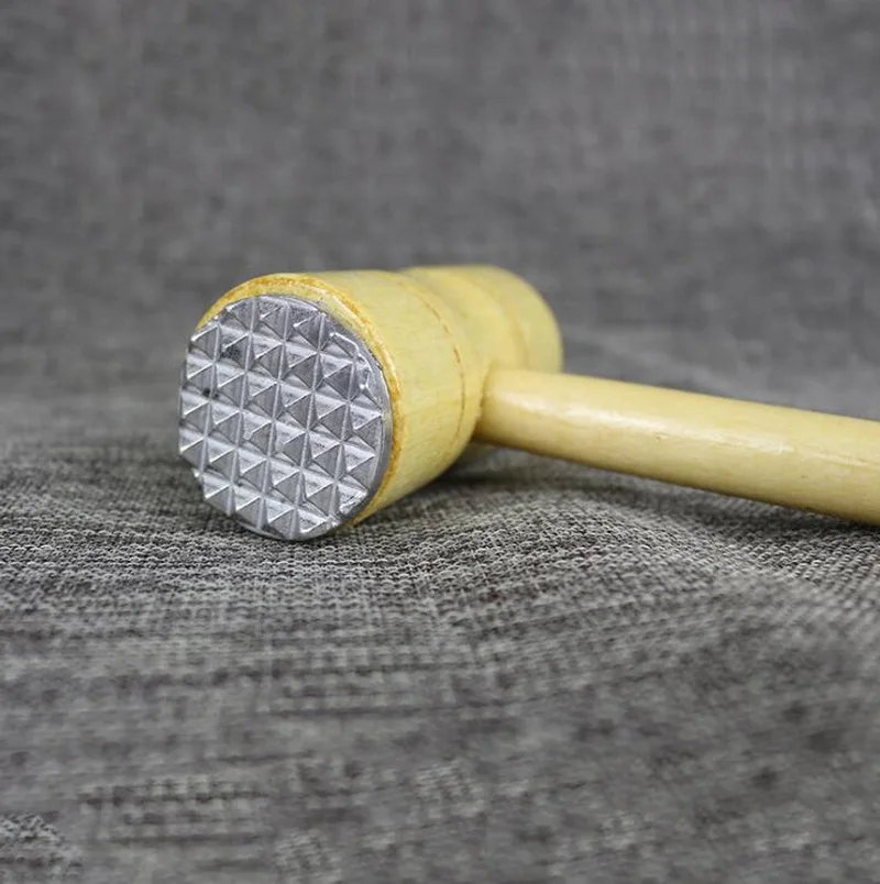 Multi-function kitchen hammer meat tools double-sided bamboo handle meat steak hammer tenderizer