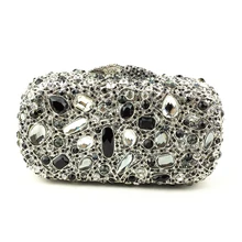 Sparkly Handmade Crystal Banquet Handbag Luxury Rhinestone Crystal Clutch Evening Bags Online for Cheap Black Silver Clutch Bag